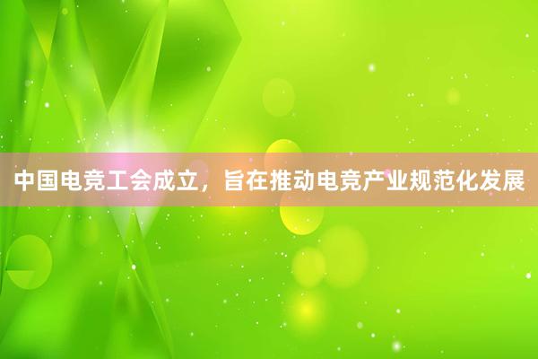 中国电竞工会成立，旨在推动电竞产业规范化发展